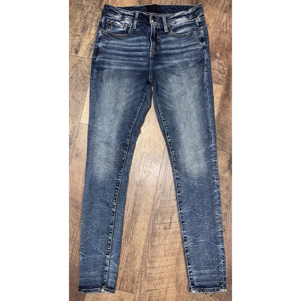 Buckle Black Fit No. 53 Ankle Skinny Jeans Womens 28 Dark Blue Stretch Whisker